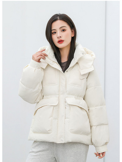 2023 Parka de iarnă cu puf groasă, buzunar mare, jachetă căptușită din bumbac, pardesiu pentru femei, la modă, cu glugă, parkas largi, îmbrăcăminte caldă