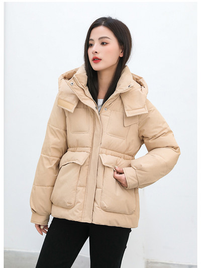 2023 Parka de iarnă cu puf groasă, buzunar mare, jachetă căptușită din bumbac, pardesiu pentru femei, la modă, cu glugă, parkas largi, îmbrăcăminte caldă