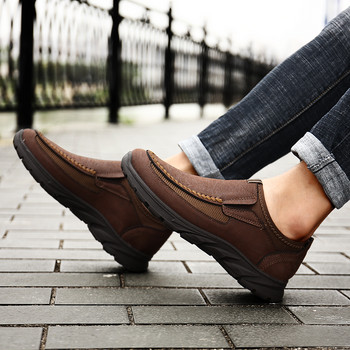 Мъжки ежедневни обувки Външни мъжки обувки Спортни обувки с един крак, покрити крака Ежедневни обувки с плоско дъно за хора на средна възраст и възрастни