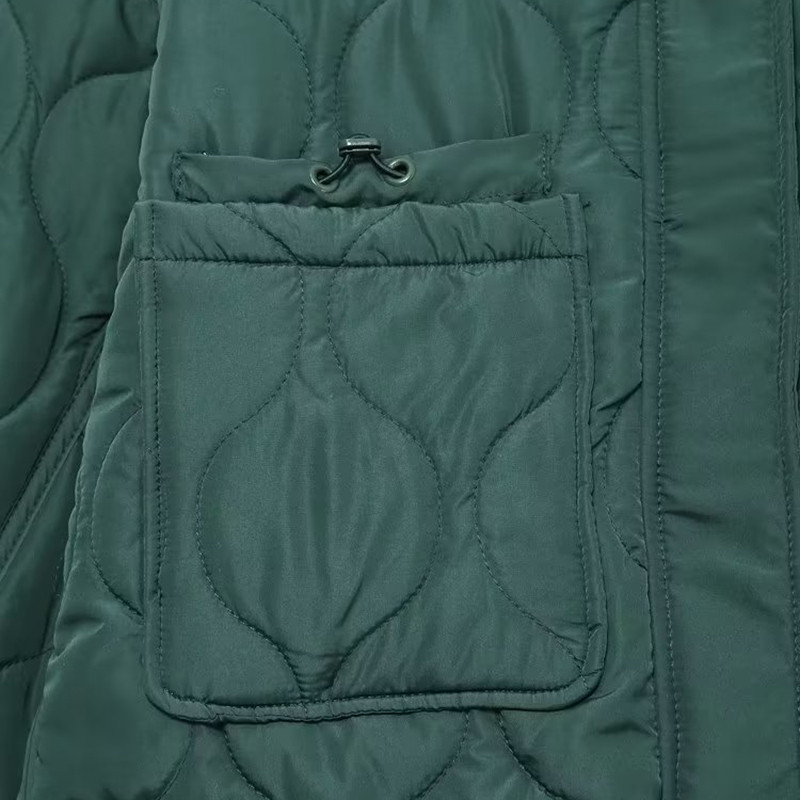 2023. Pamučna jakna Ženska parka s uzicom s velikim džepom Široka ženska deblja jakna s dugim rukavima i samostojećim ovratnikom Crna gornja odjeća