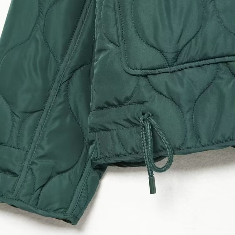 2023. Pamučna jakna Ženska parka s uzicom s velikim džepom Široka ženska deblja jakna s dugim rukavima i samostojećim ovratnikom Crna gornja odjeća