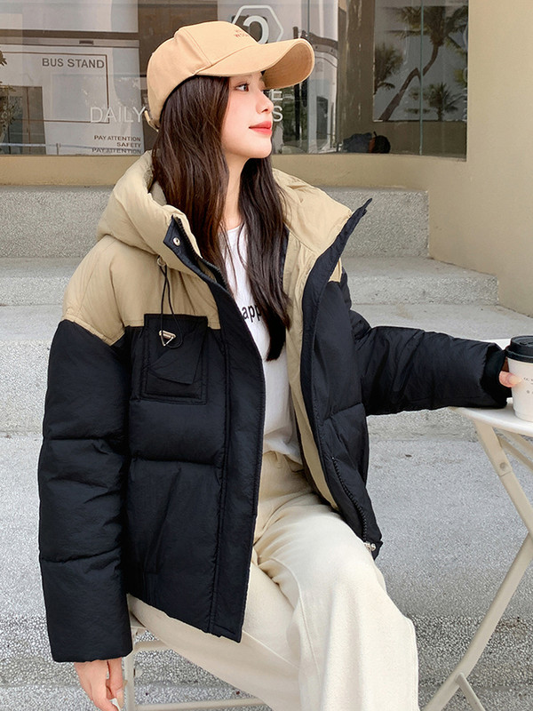 Nova pufer jakna Patchwork zimske snježne parke s patentnim zatvaračem Pamučno podstavljeni debeli topli kaput Ženska odjeća s velikim džepovima Gornja odjeća s kapuljačom