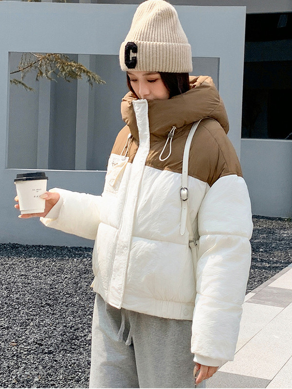 Nova pufer jakna Patchwork zimske snježne parke s patentnim zatvaračem Pamučno podstavljeni debeli topli kaput Ženska odjeća s velikim džepovima Gornja odjeća s kapuljačom