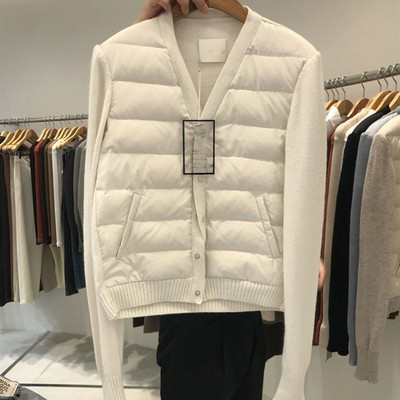 Modne jednoredne jakne s V-izrezom za 2023. Ženska topla jakna od partčavorka Ženski ženski top Novi ultra lagani topli ležerni kaput