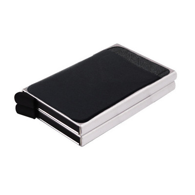 Portofel inteligent Rfid cu două straturi Suport card metal Subțire subțire Portofele bărbați femei Portofel minimalist pop-up Poșetă mică neagră metal