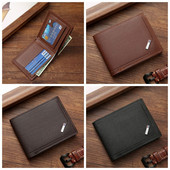Portofel scurt pentru bărbați din piele PU, moale, de mare capacitate, cu mai multe poziții, pentru bărbați, din piele, buzunar subțire pentru monede, buzunar pentru monede pentru bărbați, în aer liber