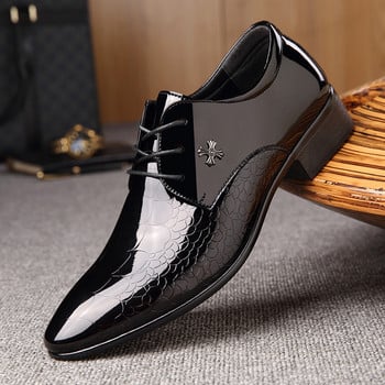 Най-новите италиански оксфордски обувки за мъже луксозни лачени сватбени обувки с остър връх, класически дербита големи размери 38-48