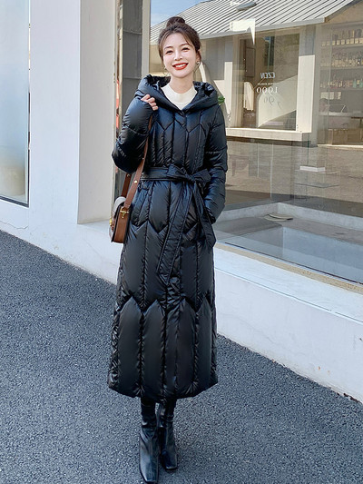 Naujas blizgus „Parka“ sniego paltas, moteriškas 2023 m. mados storas žiemos gobtuvas laisvas ilgas striukė, atsparus vėjui, lietaus šiltas viršutinis drabužis