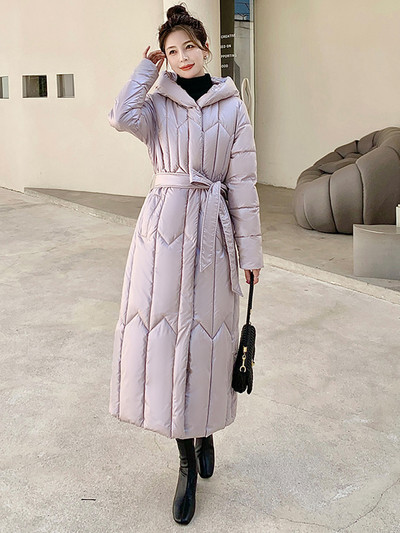 Naujas blizgus „Parka“ sniego paltas, moteriškas 2023 m. mados storas žiemos gobtuvas laisvas ilgas striukė, atsparus vėjui, lietaus šiltas viršutinis drabužis