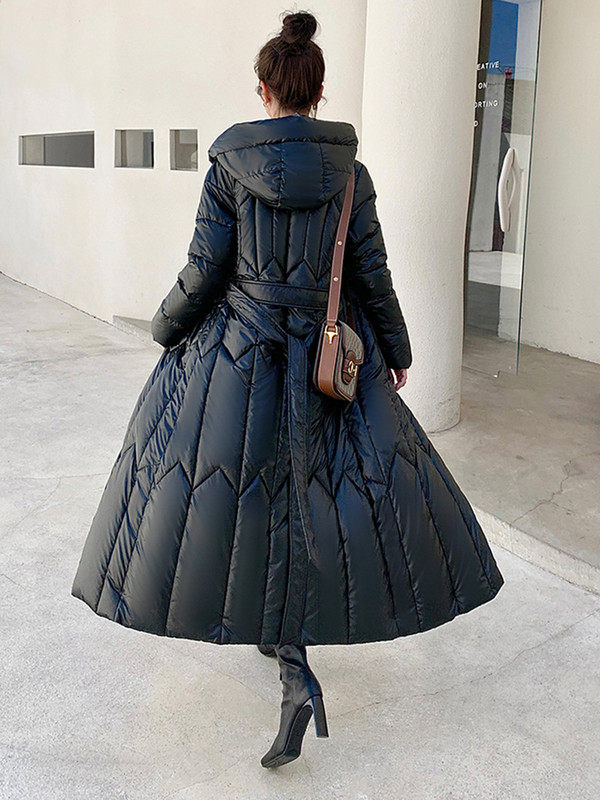 Naujas blizgus „Parka“ sniego paltas, moteriškas 2023 m. mados storas žiemos gobtuvas laisvas ilgas striukė, atsparus vėjui, lietaus šiltas viršutinis drabužis