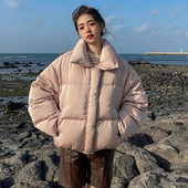 Jachete căptușite din bumbac la modă coreeană de iarnă 2023 Parka supradimensionată, ultra ușoară, caldă, ocazională, jachetă puf pentru femei, pardesiu