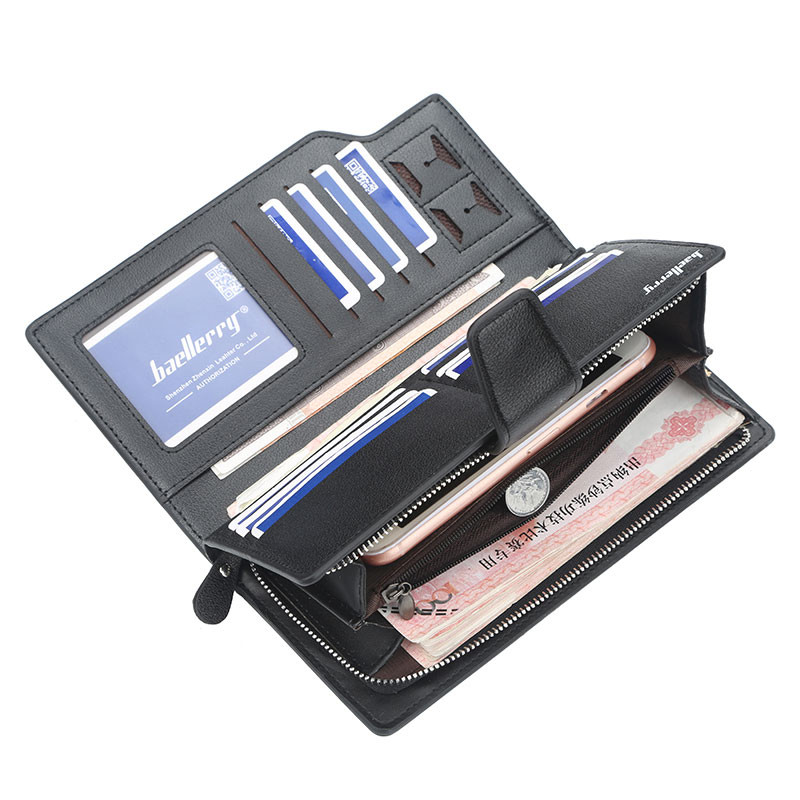 Meeste rahakott Luksusbränd Meeste pikk rahakott Rahakott Meeste siduriga PU-nahast tõmblukuga rahakott Meeste ärirahakott Mündikott