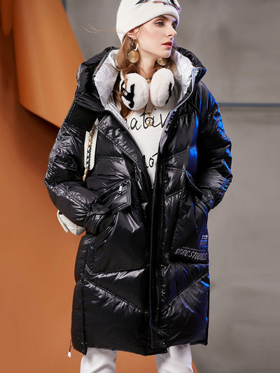 KBAT 2023 Zimske ženske donje jakne Lagane tople ležerne kapute Sjajna ženska pufer jakna Parka s kapuljačom Kaput otporan na vjetar