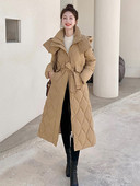 Zimske ženske donje jakne s remenom za 2023. Dugačka ženska pufer jakna s kapuljačom, podstavljene pamučne parke, deblji kaput otporan na vjetar