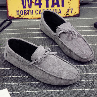 Mocasini din piele intoarsa rosii de primavara Pantofi de mers pentru bărbați Mocasin din piele moale 2023 Noua moda pantofi plati confortabili pentru barbati casual