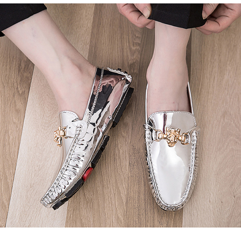 Ljetne kožne cipele Muške natikače Mokasine za vožnju Uredske natikače Prozračne zlatne srebrne ležerne Zapatos Hombre