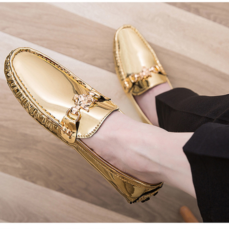 Ljetne kožne cipele Muške natikače Mokasine za vožnju Uredske natikače Prozračne zlatne srebrne ležerne Zapatos Hombre