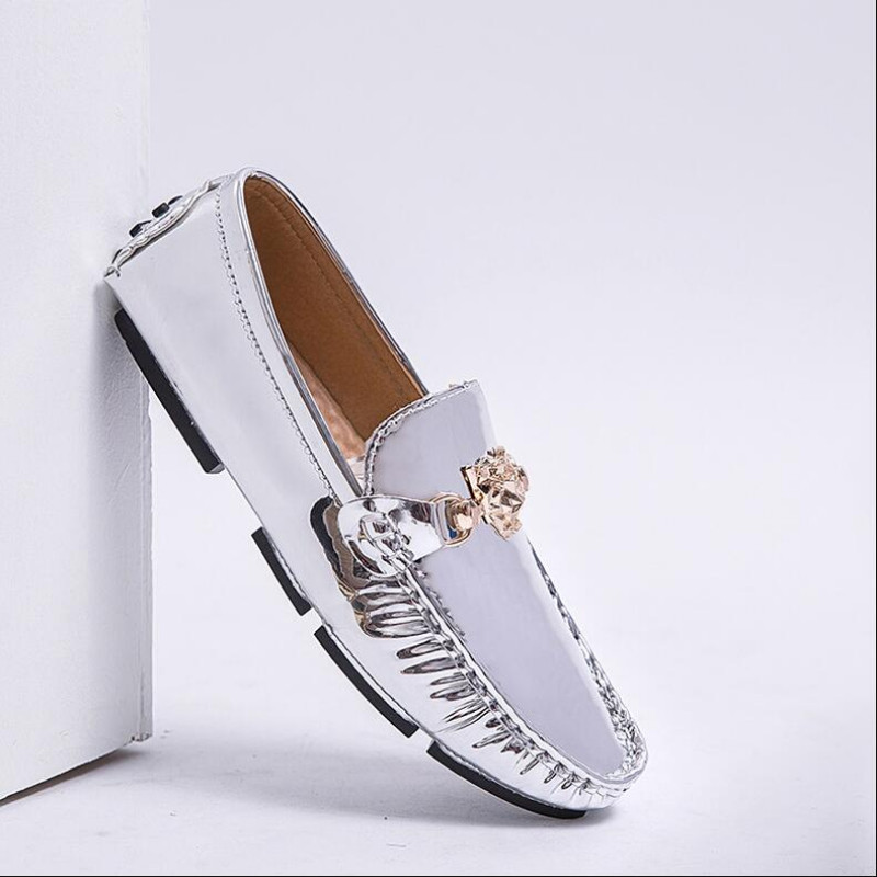 Ljetne kožne cipele Muške natikače Mokasine za vožnju Uredske natikače Prozračne zlatne srebrne ležerne Zapatos Hombre