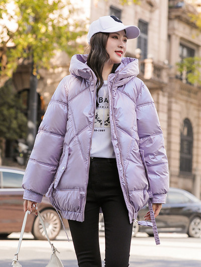 Sjajni kaput parka Ženska modna deblja zimska široka jakna s kapuljačom 2023. Ženski kaput Otporan na vjetar Topla gornja odjeća otporna na kišu