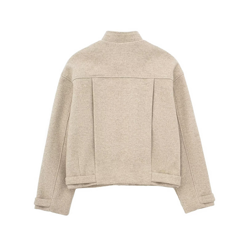 2023, toamnă iarnă, jachetă vintage cu buzunar mare pentru femei, cu mânecă lungă, topuri șic din lână, îmbrăcăminte casual pentru femei, pardesiu largi