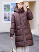 2023. Zimski dugi kaputi Ženske jednobojne pufer jakne s kapuljačom Veliki džepovi Podstavljeni pamukom Ležerna topla jakna Ženska gornja odjeća otporna na vjetar
