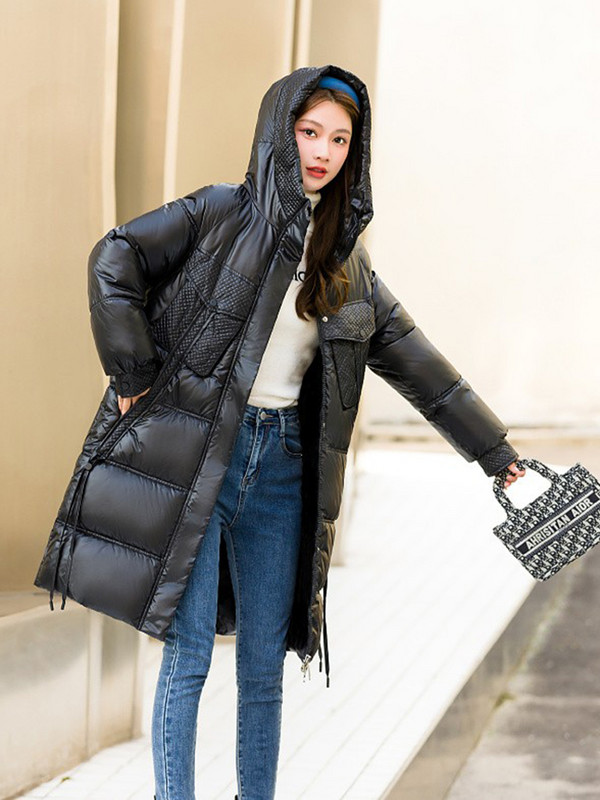 2023. Zimski dugi kaputi Ženske jednobojne pufer jakne s kapuljačom Veliki džepovi Podstavljeni pamukom Ležerna topla jakna Ženska gornja odjeća otporna na vjetar