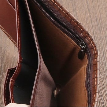 2023 Нов пачуърк кожени мъжки портфейли Къса мъжка чанта с джоб за монети Поставка за карта Марка на троен портфейл Мъжка чанта за пари