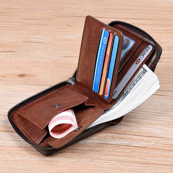 Луксозни дизайнерски мъжки портфейли от кожа RFID държач за карти Мъжки портфейл Портмоне за монети с цип за мъжки картодържател Billfold