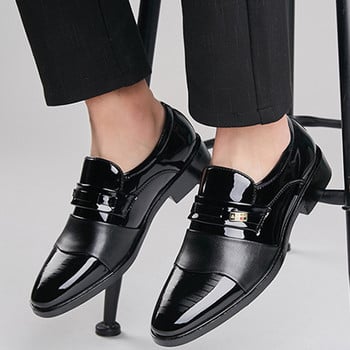 Луксозни черни кожени мъжки обувки за сватба, официални оксфордки, плюс размер 38-48, бизнес ежедневни офис работни обувки без приплъзване