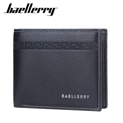 BAELLERRY Нов мъжки къс портфейл Моден хоризонтален щипка за пари с позиция на много карти, тънка секция, отворен държач за карти