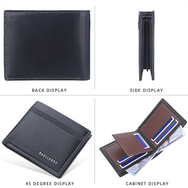 BAELLERRY Novi muški kratki novčanik Modni horizontalni višekartični položaj Stezaljka za novac Tanki dio Otvoreni držač kartice