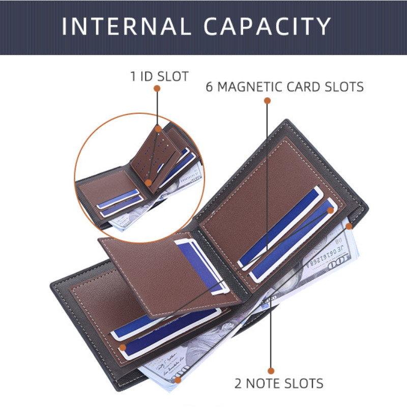 BAELLERRY Novi muški kratki novčanik Modni horizontalni višekartični položaj Stezaljka za novac Tanki dio Otvoreni držač kartice