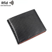 Portofel bărbați din piele din fibră de carbon Buzunar pentru monede Suport card de credit RFID Portofel minimalist din piele cu două orificii Portofel inteligent Poșetă neagră