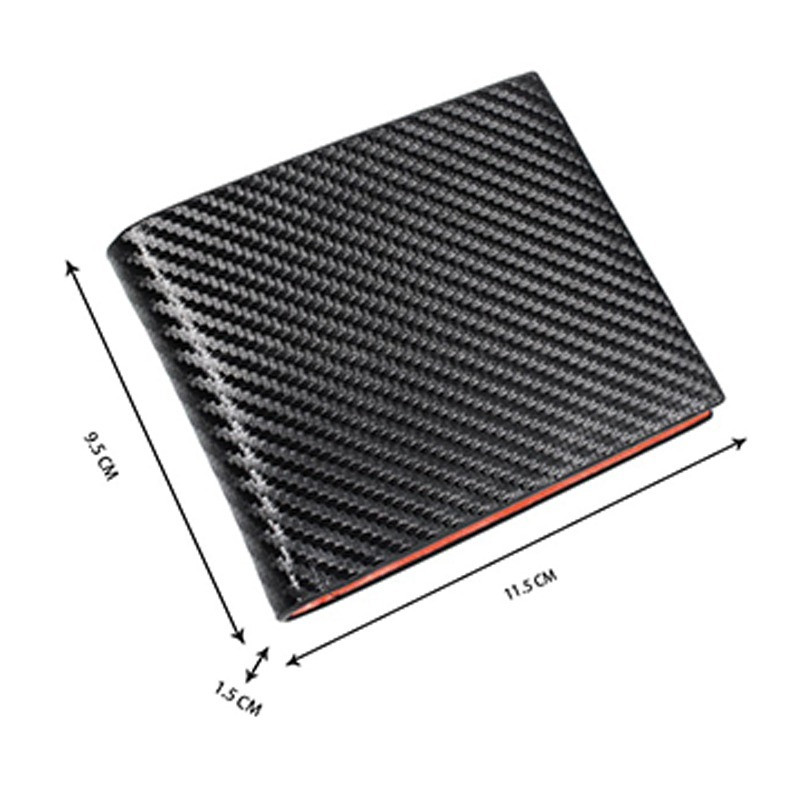 Portofel bărbați din piele din fibră de carbon Buzunar pentru monede Suport card de credit RFID Portofel minimalist din piele cu două orificii Portofel inteligent Poșetă neagră