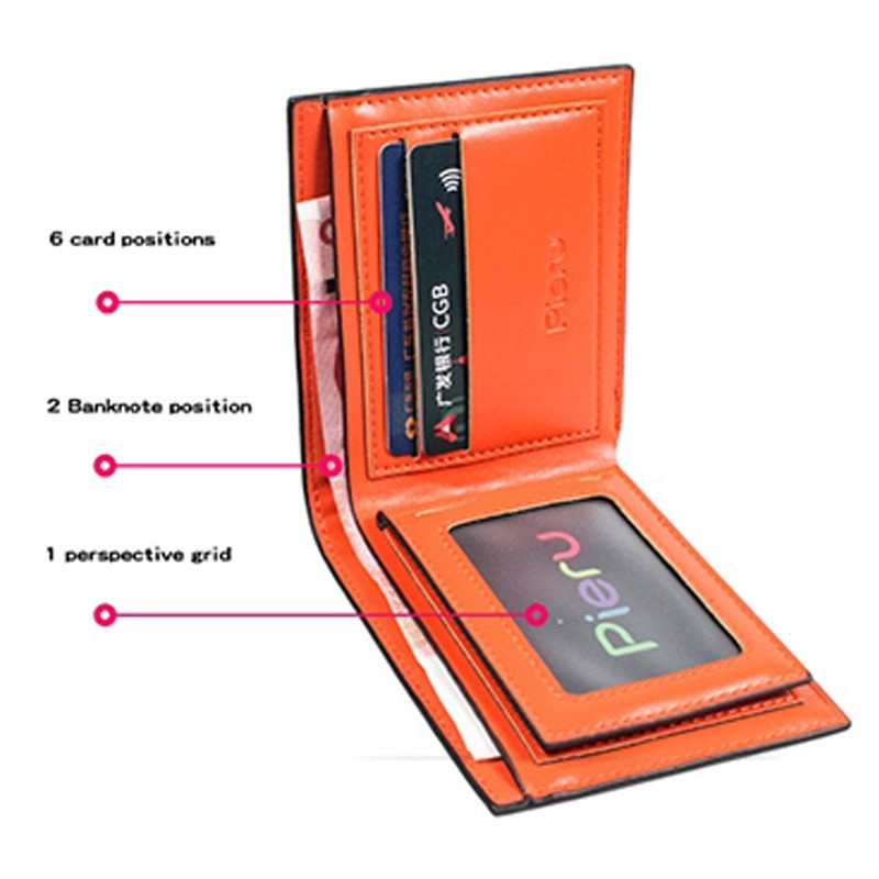 Portofel bărbați din piele din fibră de carbon Buzunar pentru monede Suport card de credit RFID Portofel minimalist din piele cu două orificii Portofel inteligent Poșetă neagră