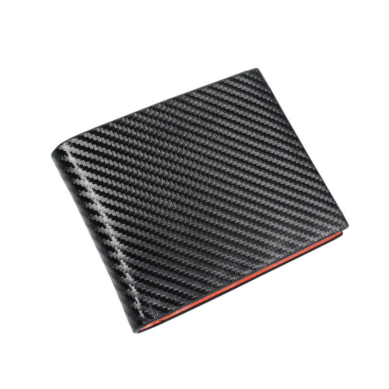 Portofel bărbați din piele din fibră de carbon Buzunar pentru monede Suport card de credit RFID Portofel minimalist din piele cu două orificii Portofel inteligent Poșetă neagră