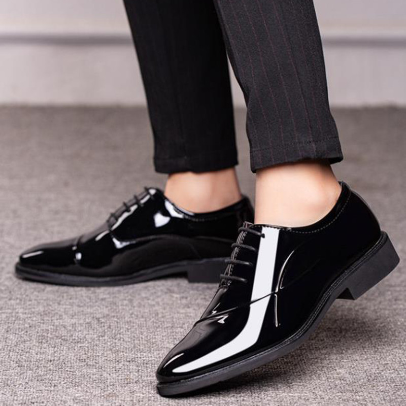 Pantofi din piele lăcuită pentru bărbați oxford cu șireturi pentru bărbați, petreceri de nuntă, pantofi de lucru pentru birou, pantofi de rochie de marcă de designer elegant pentru bărbați
