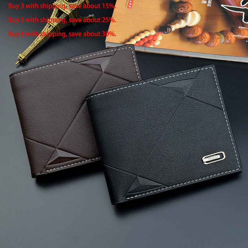 Vyriškas trumpas bifold dirbtinės odos Masculina Billetera kreditinės tapatybės kortelės laikiklis Piniginė Billfold Piniginė Sankaba Solid Hombre Business Slim