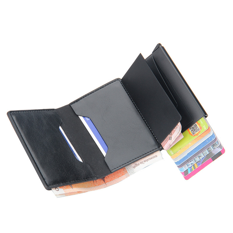 Uus meeste rahakott rahakott Mini kolmekordne rahakott meestele alumiiniumist kaardihoidja Rahakott Väike siduriga nahast rahakott õhuke rahakott Carteras