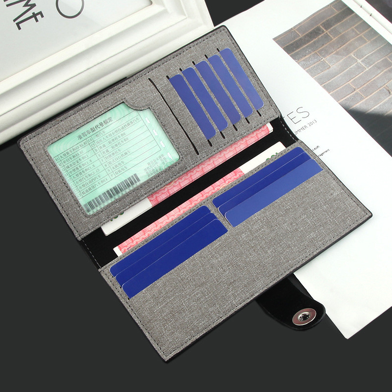 Platneni novčanik Muški dugi novčanici s više kartica Jednostavna torbica za novčiće Držač bankovnih kartica Clutch Photo Clip Dvostruki novčanik Carteras Para Mujer