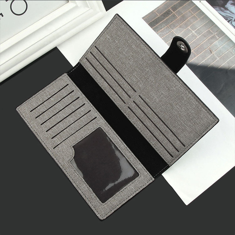 Platneni novčanik Muški dugi novčanici s više kartica Jednostavna torbica za novčiće Držač bankovnih kartica Clutch Photo Clip Dvostruki novčanik Carteras Para Mujer