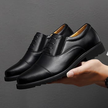 Маркови мъжки кожени обувки Офисни мъжки рокли Качествени мъжки обувки Oxford Британски стил Бизнес работни обувки Нови Erkek Ayakkabı