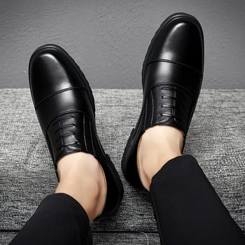 Маркови мъжки кожени обувки Офисни мъжки рокли Качествени мъжки обувки Oxford Британски стил Бизнес работни обувки Нови Erkek Ayakkabı