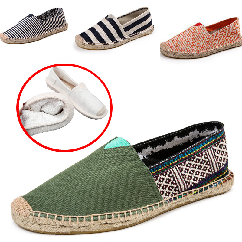 Meeste vabaajajalatsid Suvine linane hingav vabaaja lamedad kingad Unisex Espadrillid Loaferid Lõuendjalatsid Käsiõmblemine Sõidujalatsid