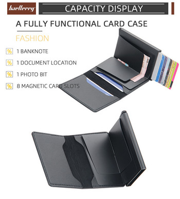 Бизнес лична карта Притежател на кредитна карта Мъже и жени Метална RFID ретро алуминиева кутия PU кожен портфейл за карта Бележка Карбон