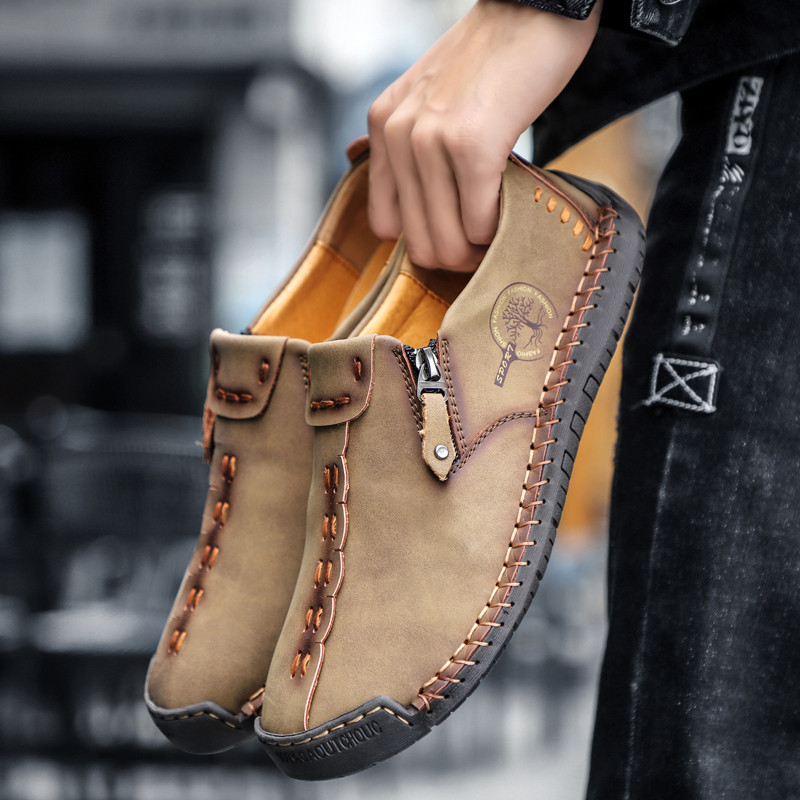 Muške cipele za slobodno vrijeme, sportske za hodanje, jednobojne, udobne, kožne od mikrovlakana, modne lagane tenisice za trčanje