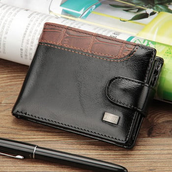 Ανδρικά πορτοφόλια συνονθύλευμα Δερμάτινο κοντό ανδρικό πορτοφόλι με θήκη για κάρτες με τσέπη νομισμάτων, Μάρκα Trifold Wallet Ανδρική τσάντα Clutch Money Bag