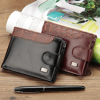 Ανδρικά πορτοφόλια συνονθύλευμα Δερμάτινο κοντό ανδρικό πορτοφόλι με θήκη για κάρτες με τσέπη νομισμάτων, Μάρκα Trifold Wallet Ανδρική τσάντα Clutch Money Bag