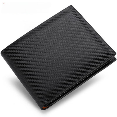 Factory Spot Wholesale New Carbon Fiber Wallet Male Card Package One Ipper Europe and America Horizontal