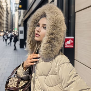 2023 Fashion Thicken Winter Big Collar Hooded Parka Glossy Jacket Snow Coat Γυναικεία αντιανεμικά αδιάβροχα ζεστά ρούχα